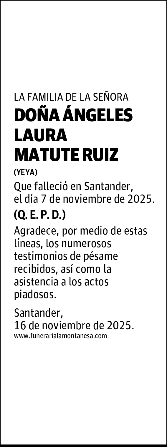 DOÑA ÁNGELES LAURA MATUTE RUIZ