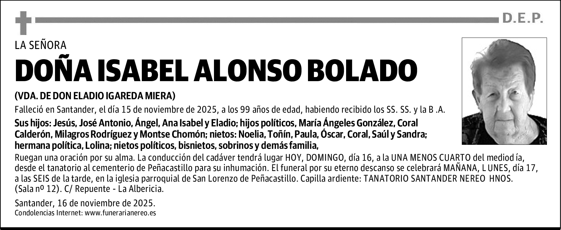 DOÑA ISABEL ALONSO BOLADO