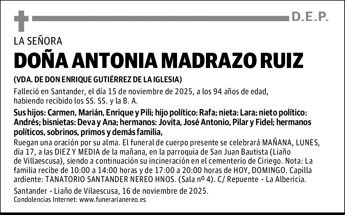 DOÑA ANTONIA MADRAZO RUIZ