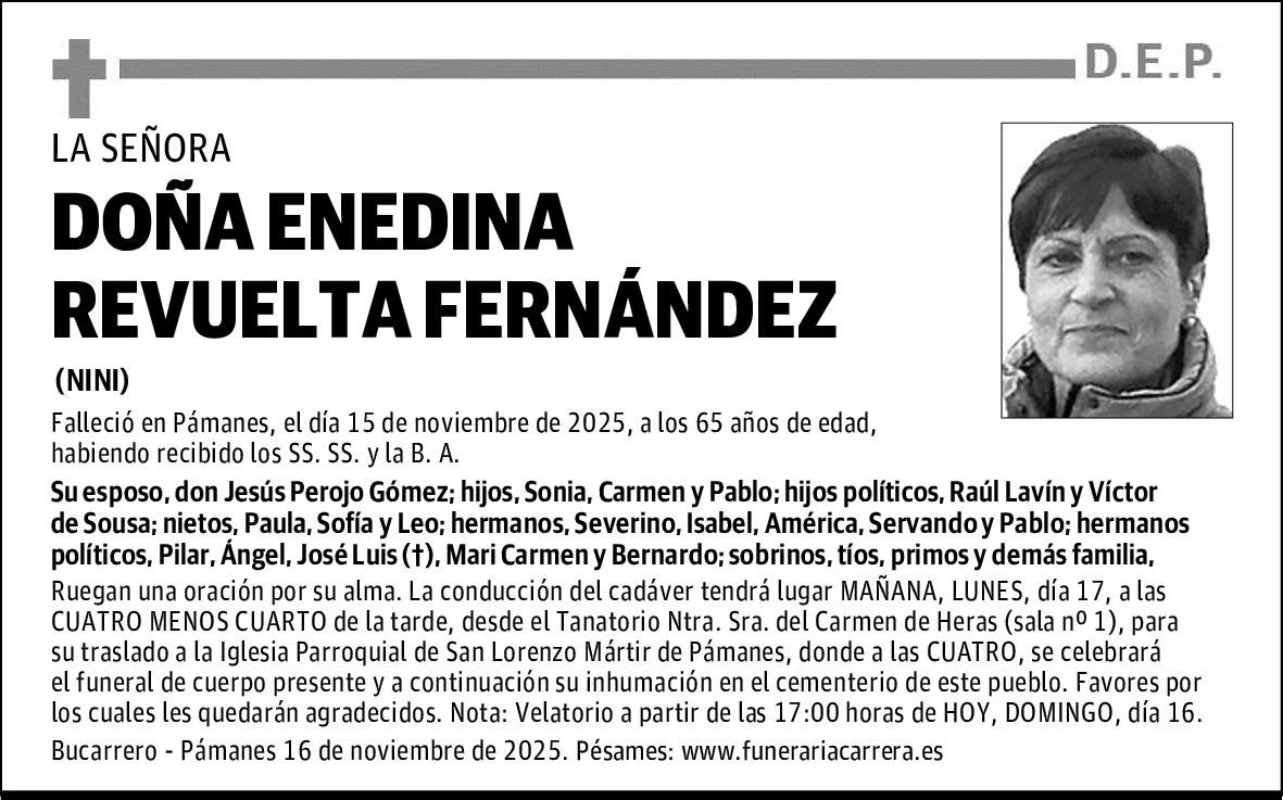 DOÑA ENEDINA REVUELTA FERNÁNDEZ