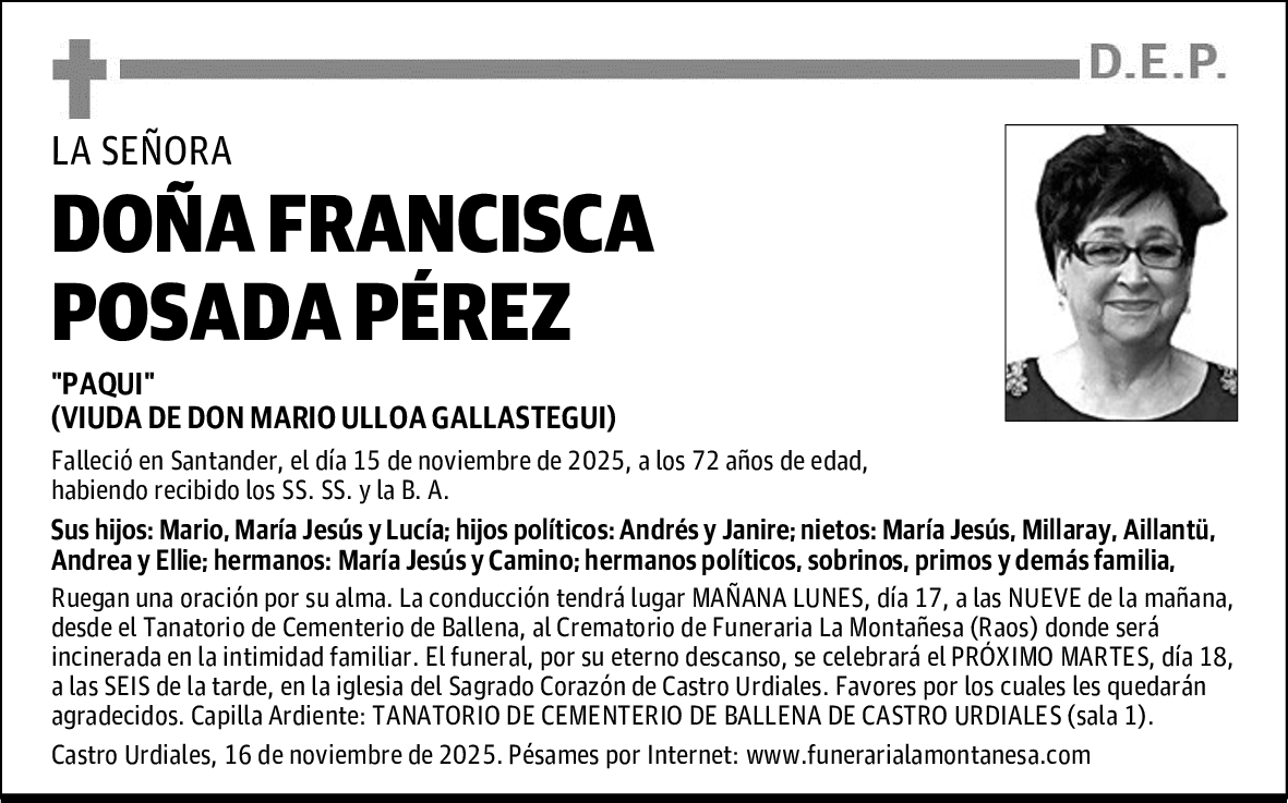 DOÑA FRANCISCA POSADA PÉREZ