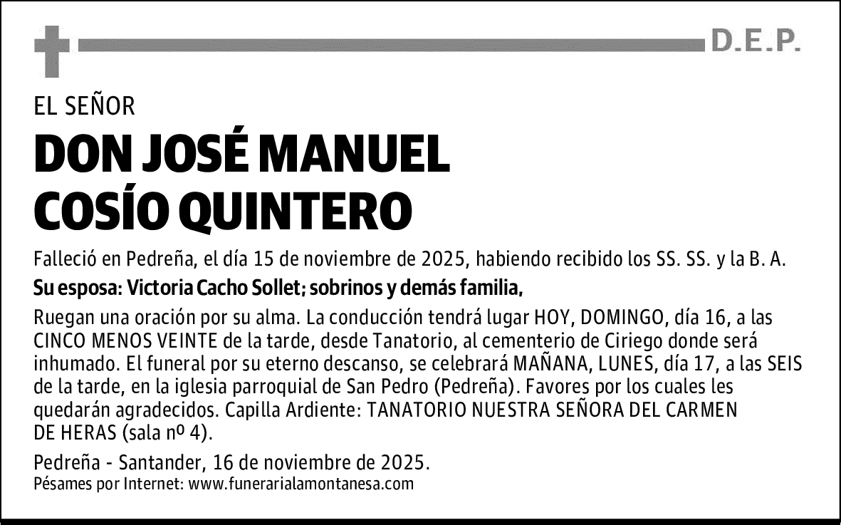 DON JOSÉ MANUEL COSÍO QUINTERO