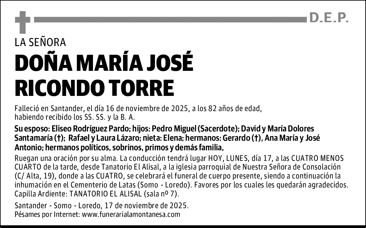 DOÑA MARÍA JOSÉ RICONDO TORRE