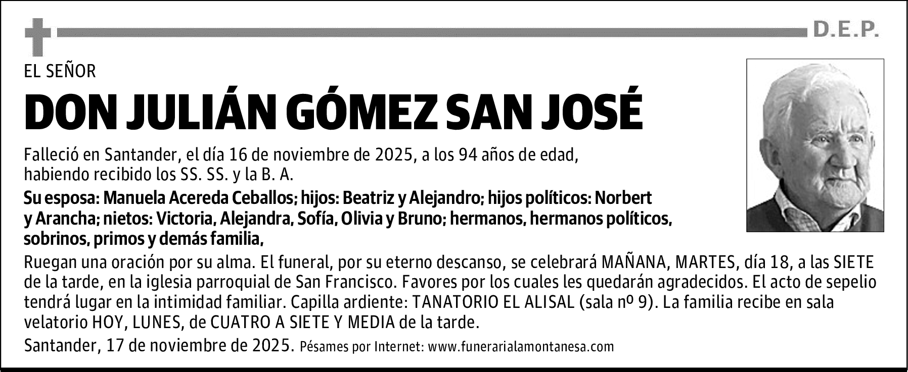 DON JULIÁN GÓMEZ SAN JOSÉ