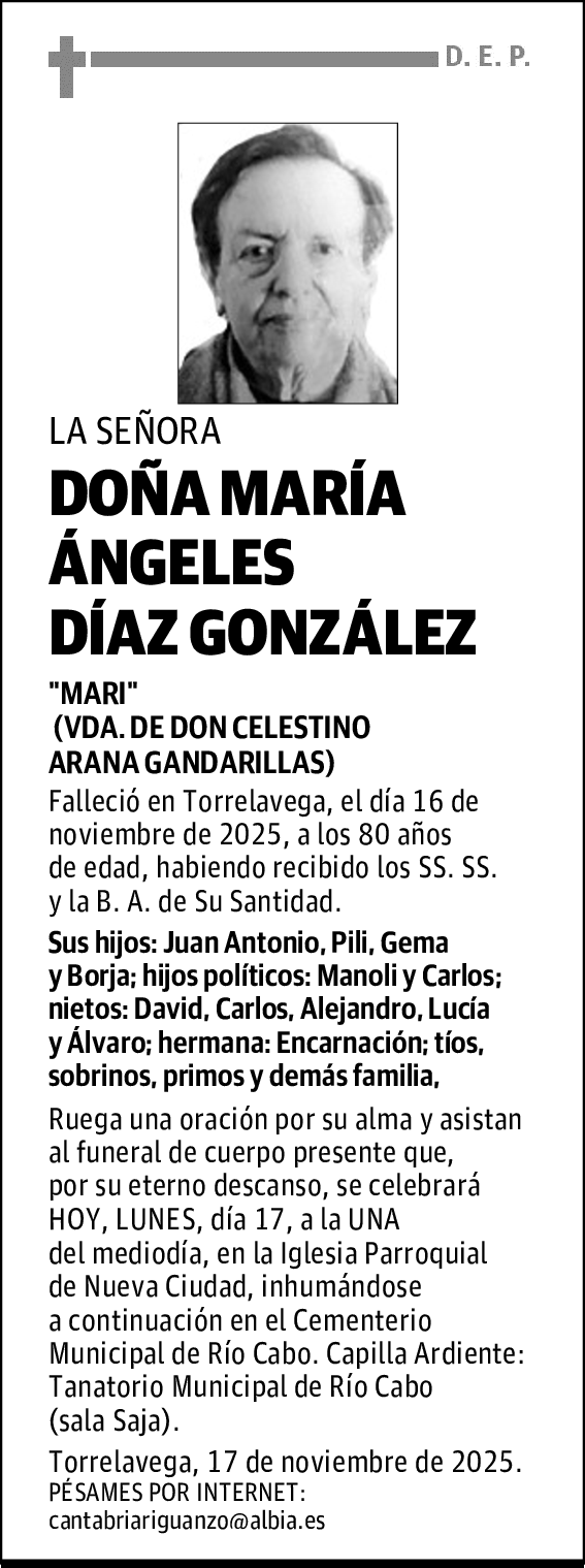 DOÑA MARÍA ÁNGELES DÍAZ GONZÁLEZ