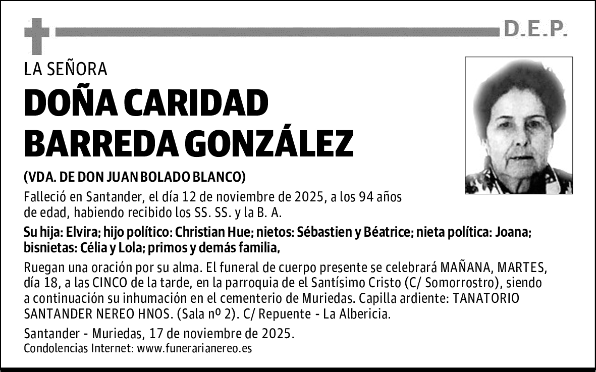 DOÑA CARIDAD BARREDA GONZÁLEZ
