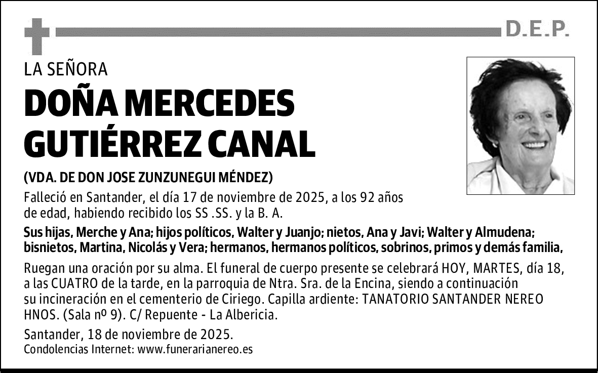 DOÑA MERCEDES GUTIÉRREZ CANAL
