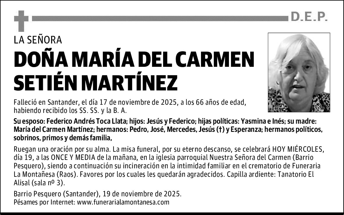 DOÑA MARÍA DEL CARMEN SETIÉN MARTÍNEZ