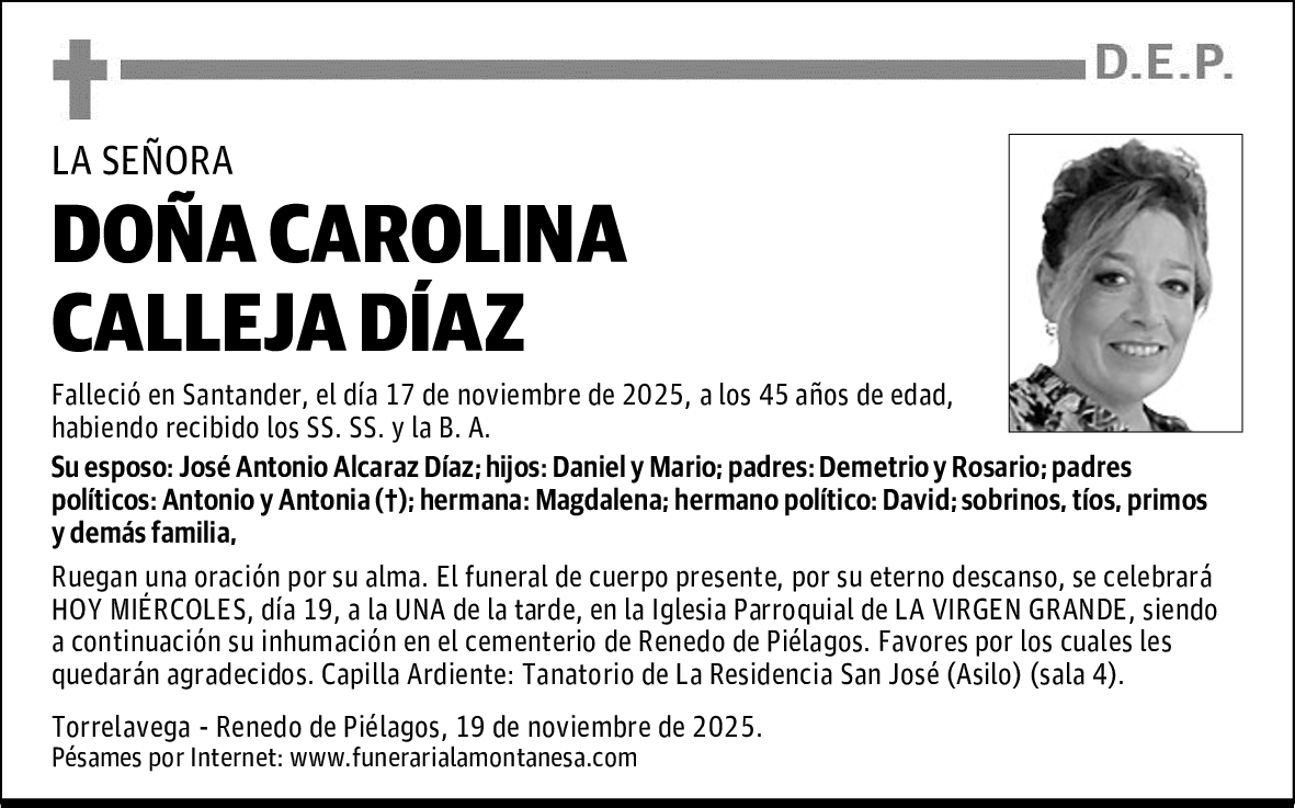 DOÑA CAROLINA CALLEJA DÍAZ