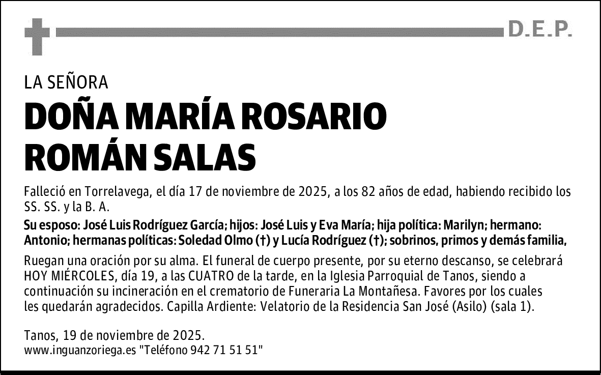 DOÑA MARÍA ROSARIO ROMÁN SALAS