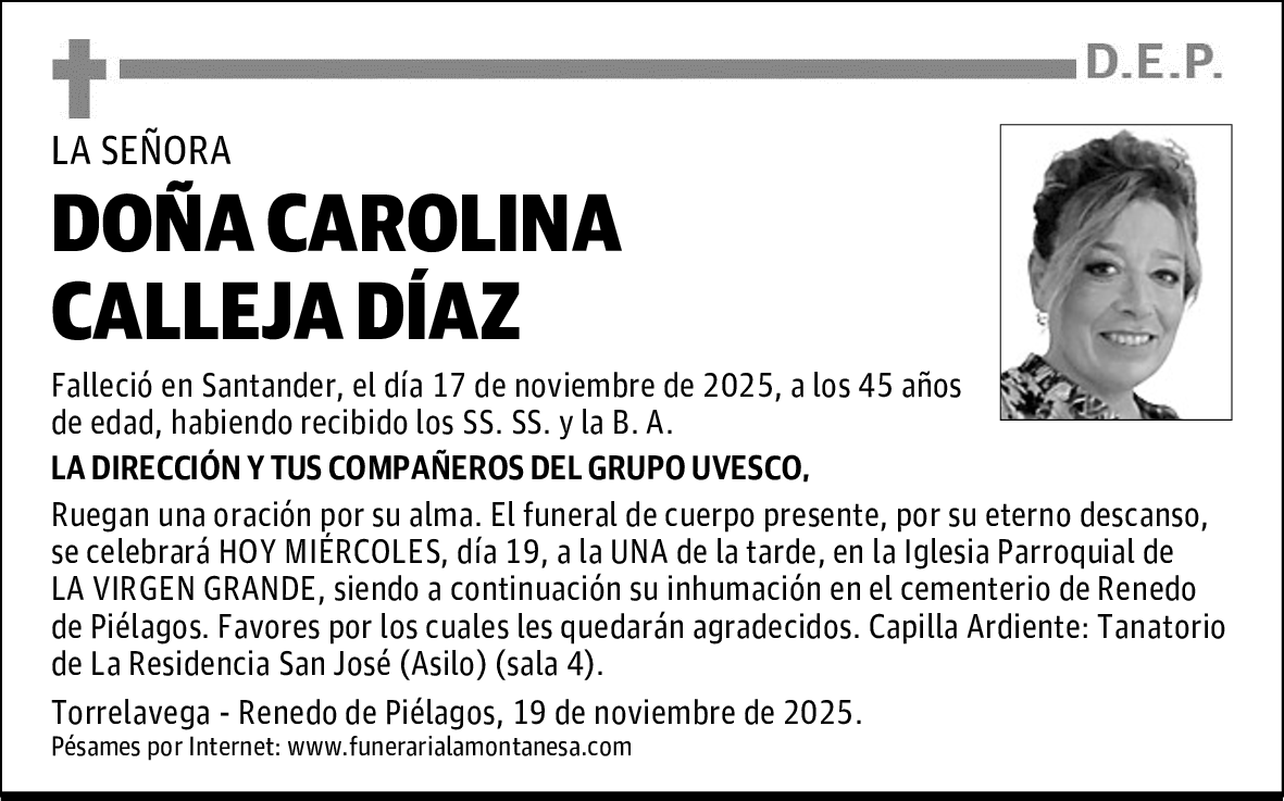 DOÑA CAROLINA CALLEJA DÍAZ