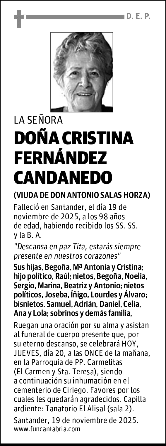 DOÑA CRISTINA FERNÁNDEZ CANDANEDO
