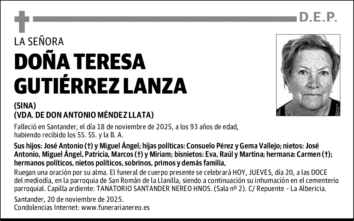 DOÑA TERESA GUTIÉRREZ LANZA