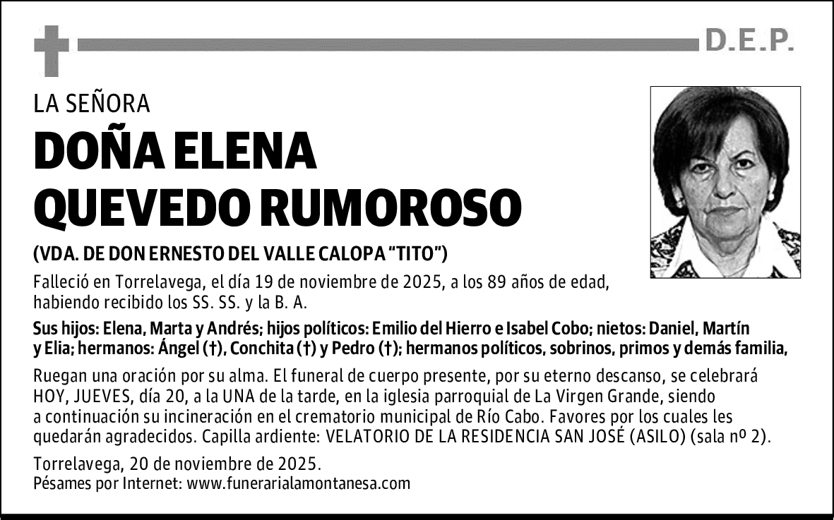 DOÑA ELENA QUEVEDO RUMOROSO