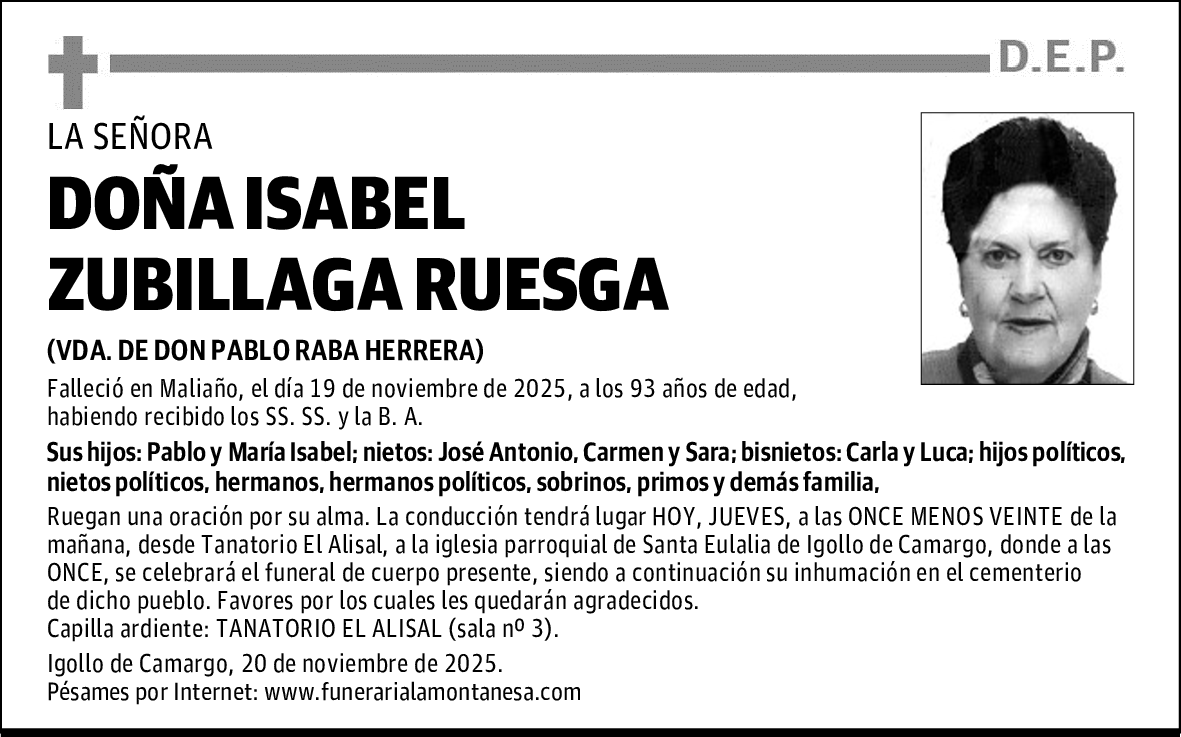 DOÑA ISABEL ZUBILLAGA RUESGA