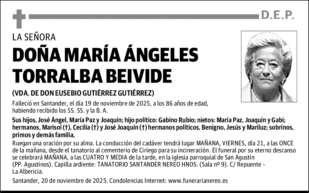 DOÑA MARÍA ÁNGELES TORRALBA BEIVIDE