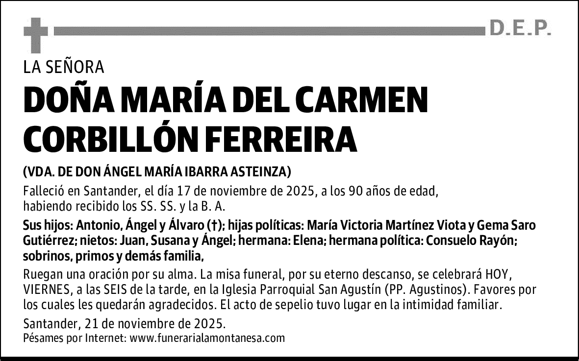 DOÑA MARÍA DEL CARMEN CORBILLÓN FERREIRA