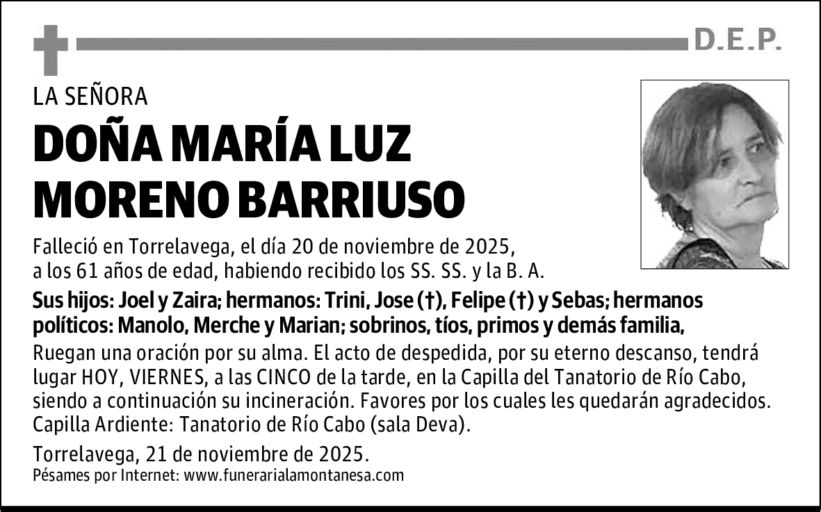 DOÑA MARÍA LUZ MORENO BARRIUSO