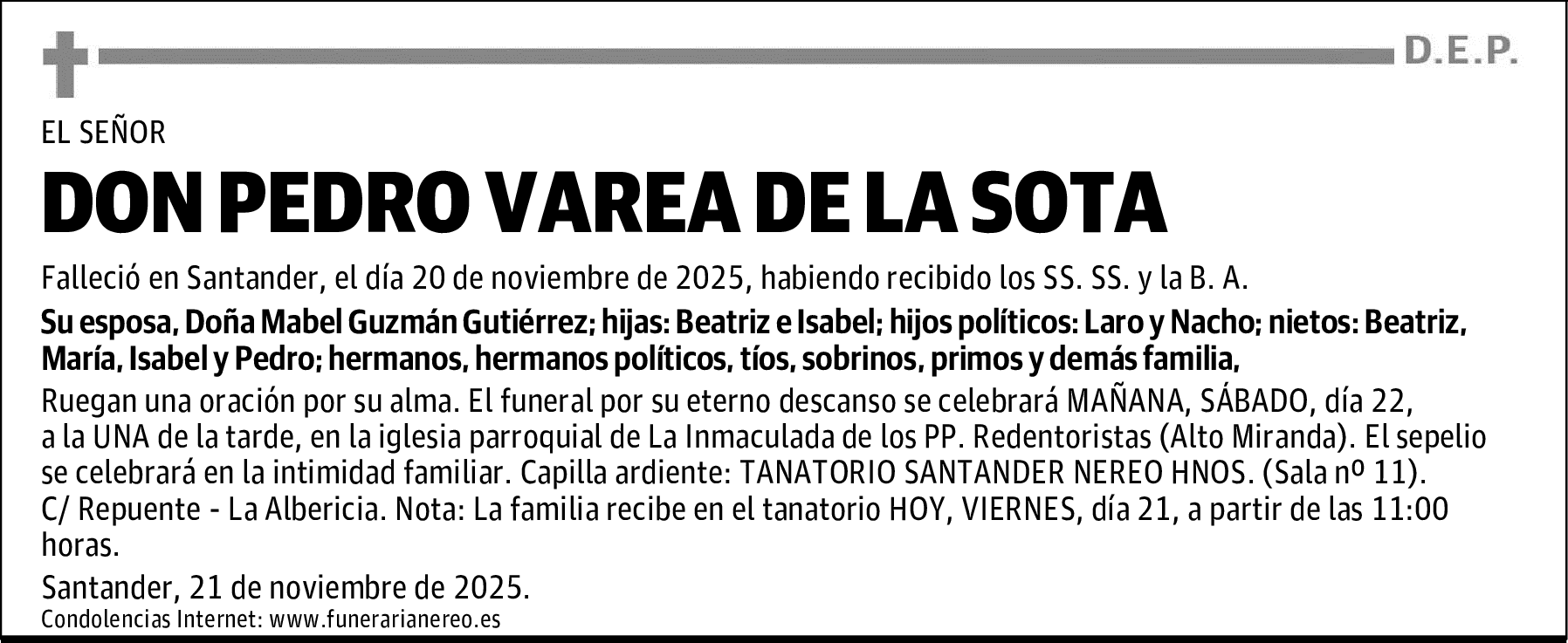 DON PEDRO VAREA DE LA SOTA