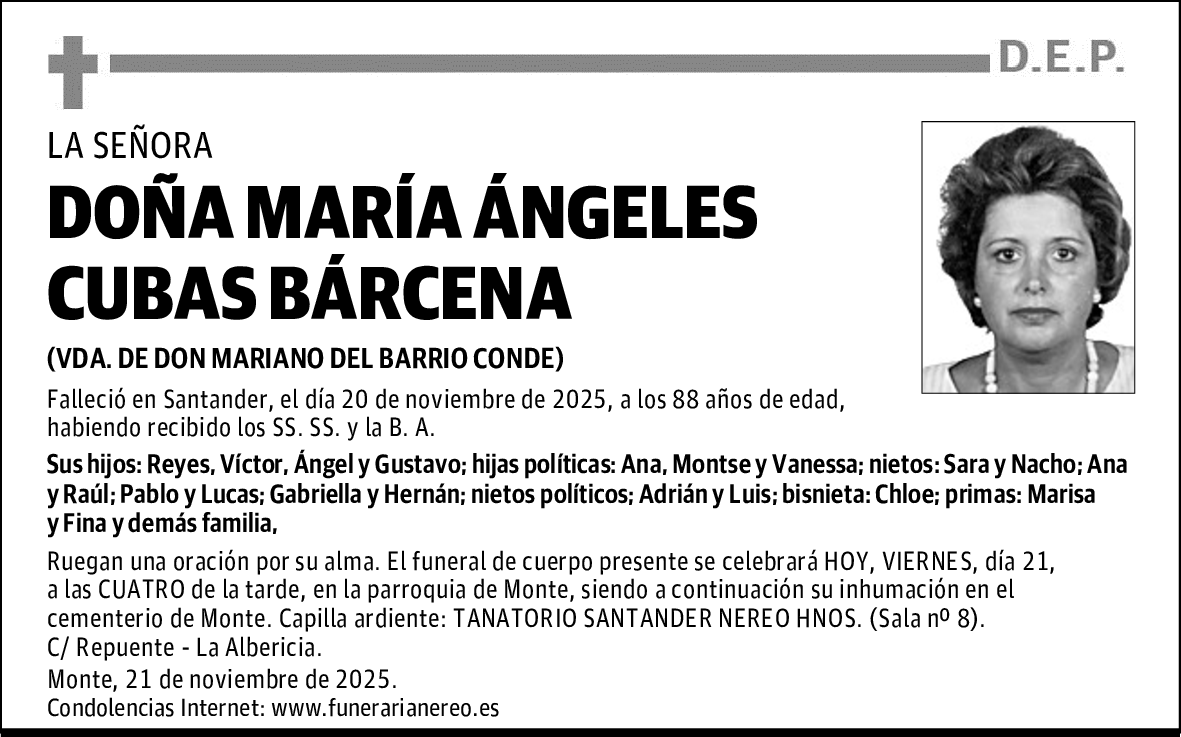 DOÑA MARÍA ÁNGELES CUBAS BÁRCENA