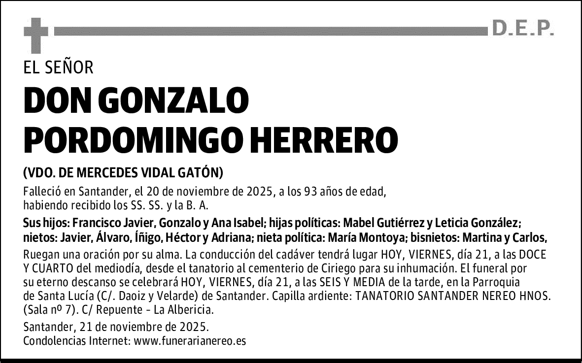 DON GONZALO PORDOMINGO HERRERO