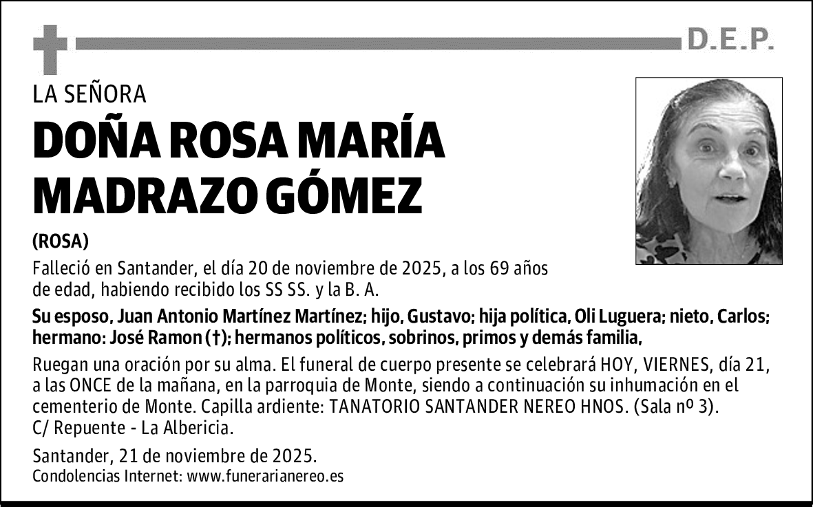 DOÑA ROSA MARÍA MADRAZO GÓMEZ