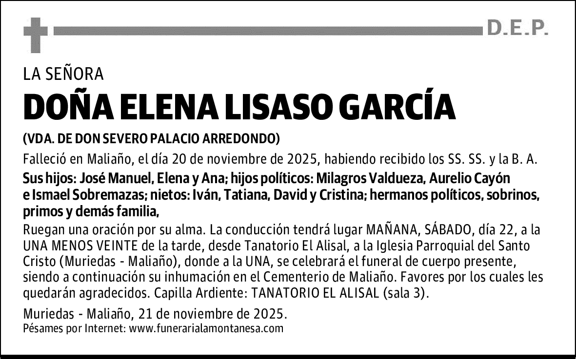 DOÑA ELENA LISASO GARCÍA