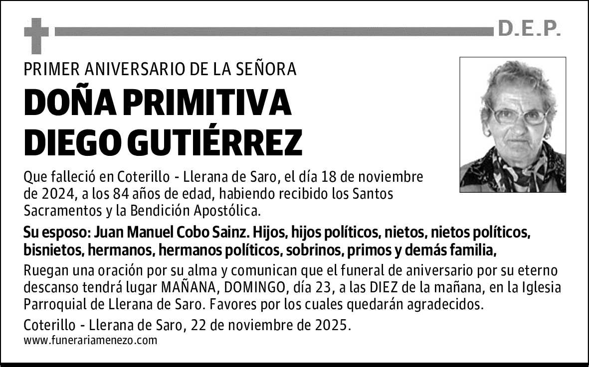 DOÑA PRIMITIVA DIEGO GUTIÉRREZ