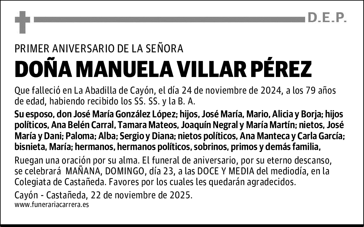 DOÑA MANUELA VILLAR PÉREZ