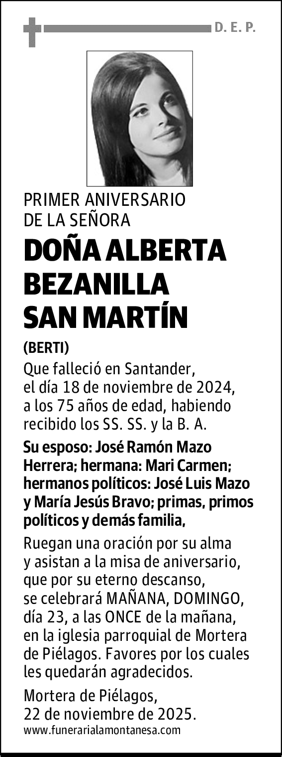DOÑA ALBERTA BEZANILLA SAN MARTÍN