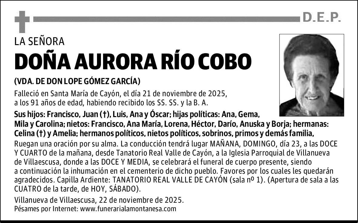 DOÑA AURORA RÍO COBO