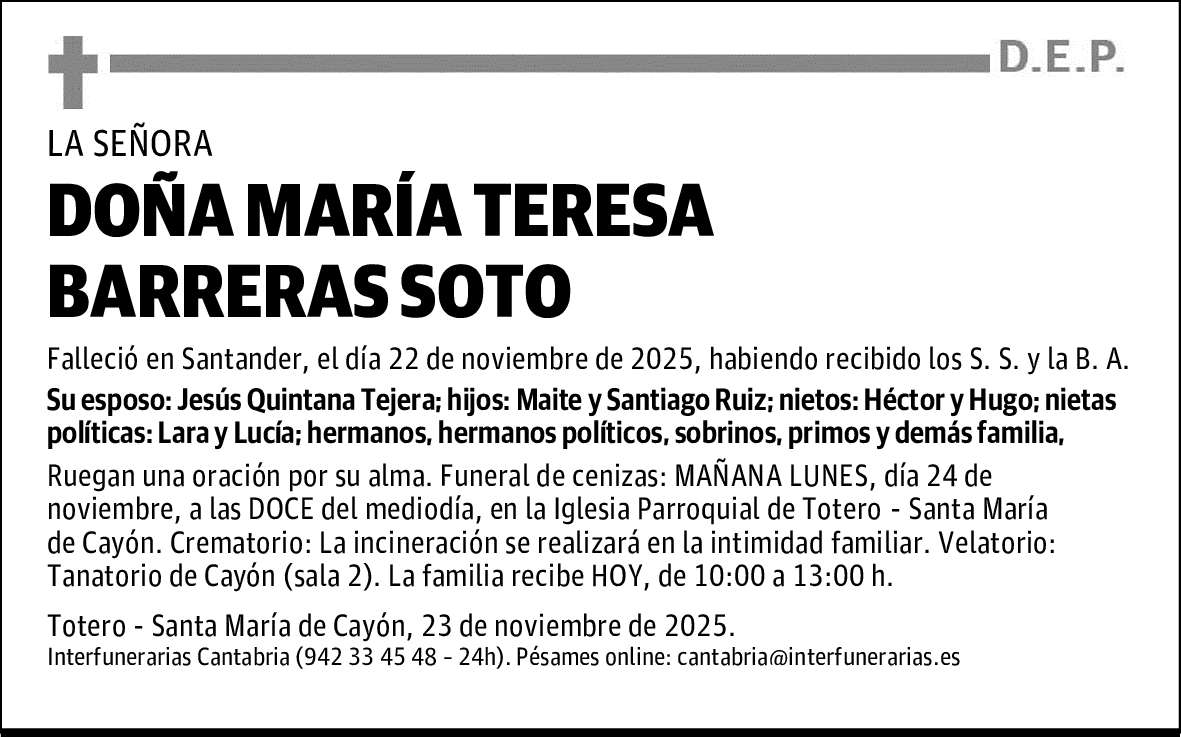 DOÑA MARÍA TERESA BARRERAS SOTO