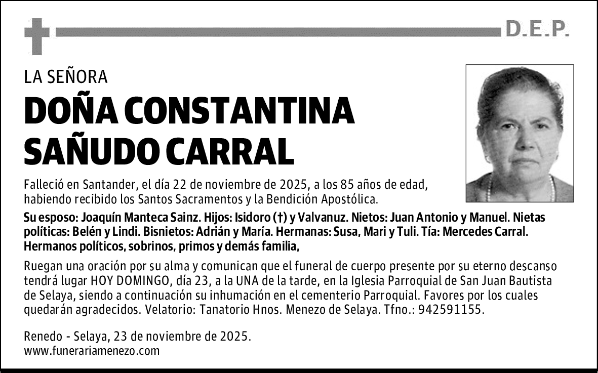DOÑA CONSTANTINA SAÑUDO CARRAL