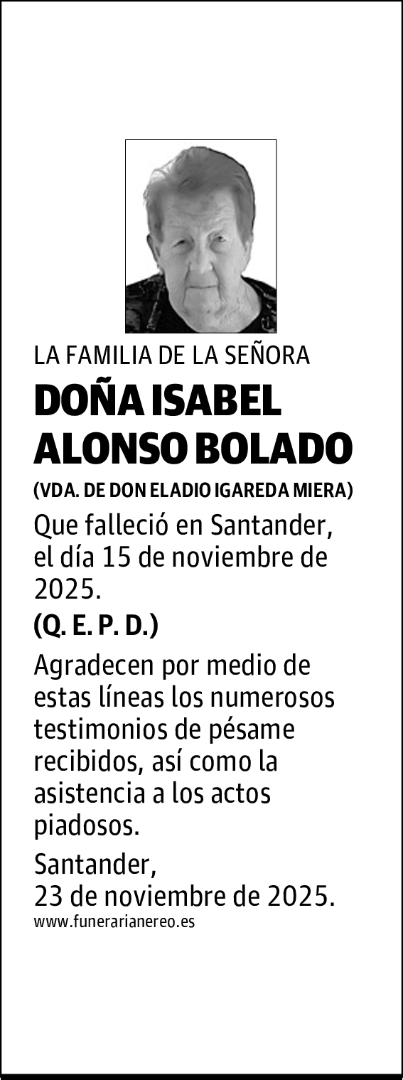 DOÑA ISABEL ALONSO BOLADO