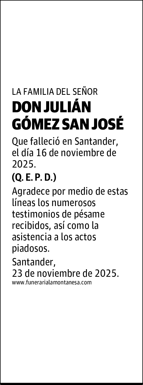 DON JULIÁN GÓMEZ SAN JOSÉ