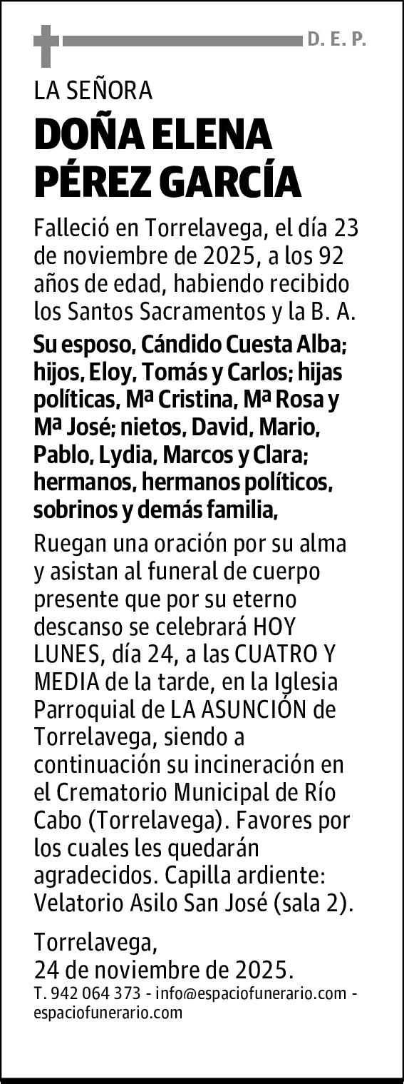 DOÑA ELENA PÉREZ GARCÍA