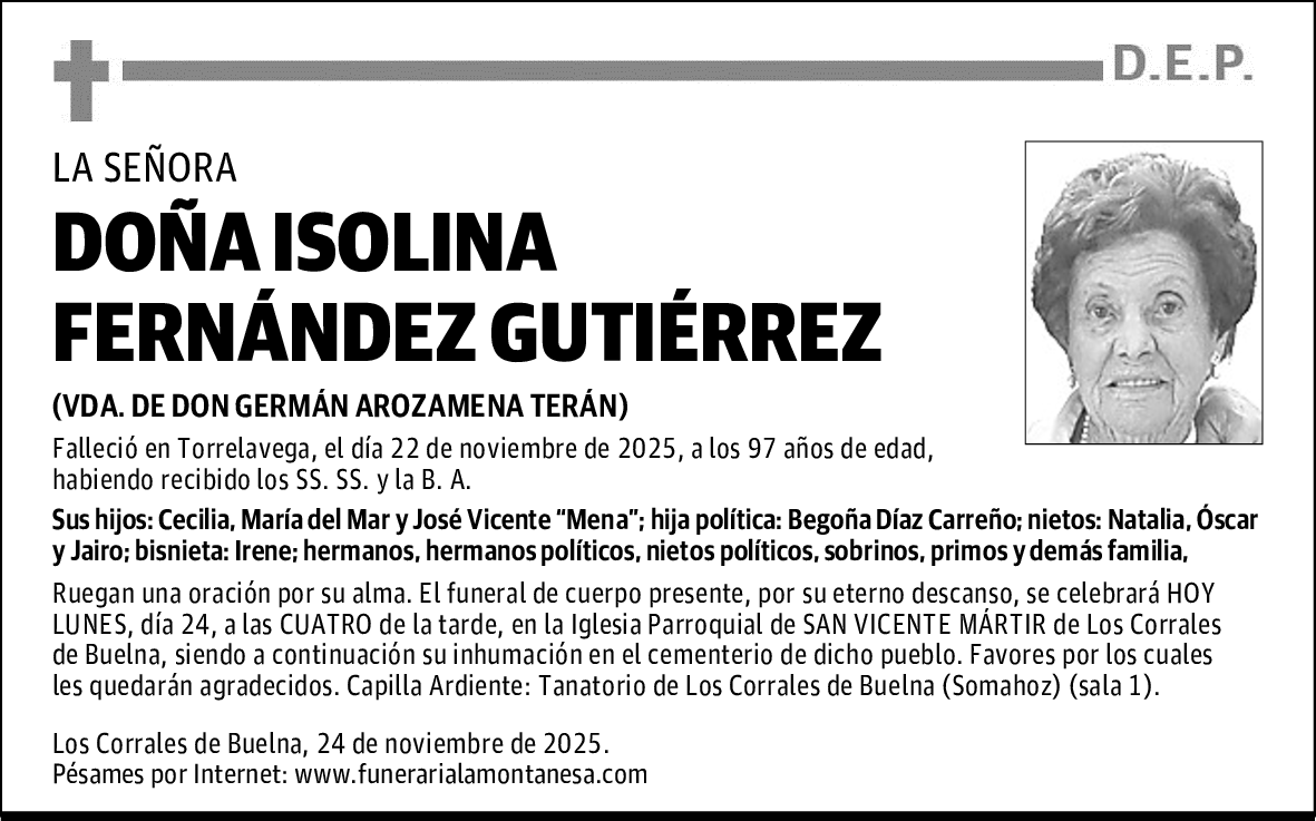 DOÑA ISOLINA FERNÁNDEZ GUTIÉRREZ