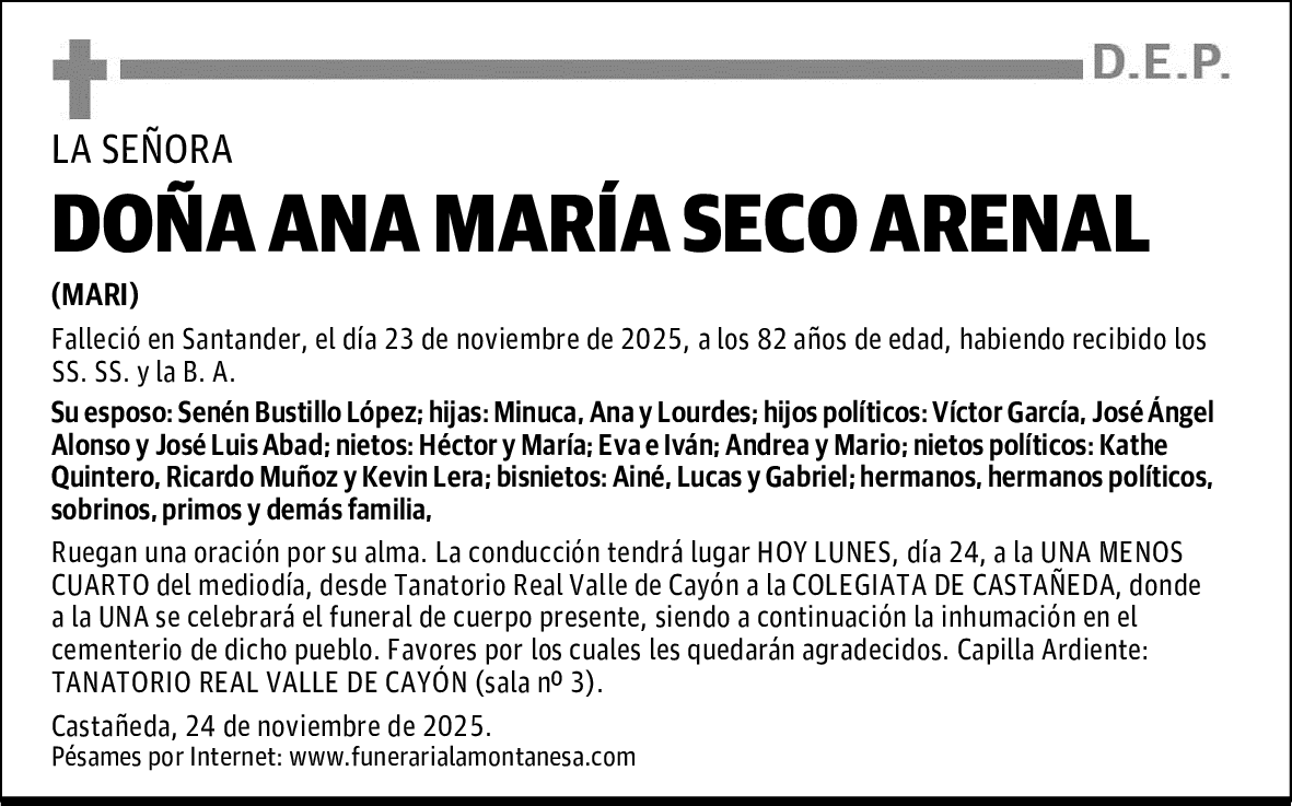 DOÑA ANA MARÍA SECO ARENAL