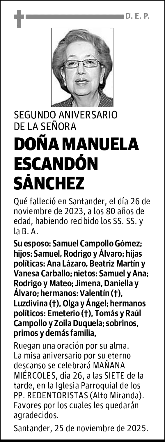 DOÑA MANUELA ESCANDÓN SÁNCHEZ
