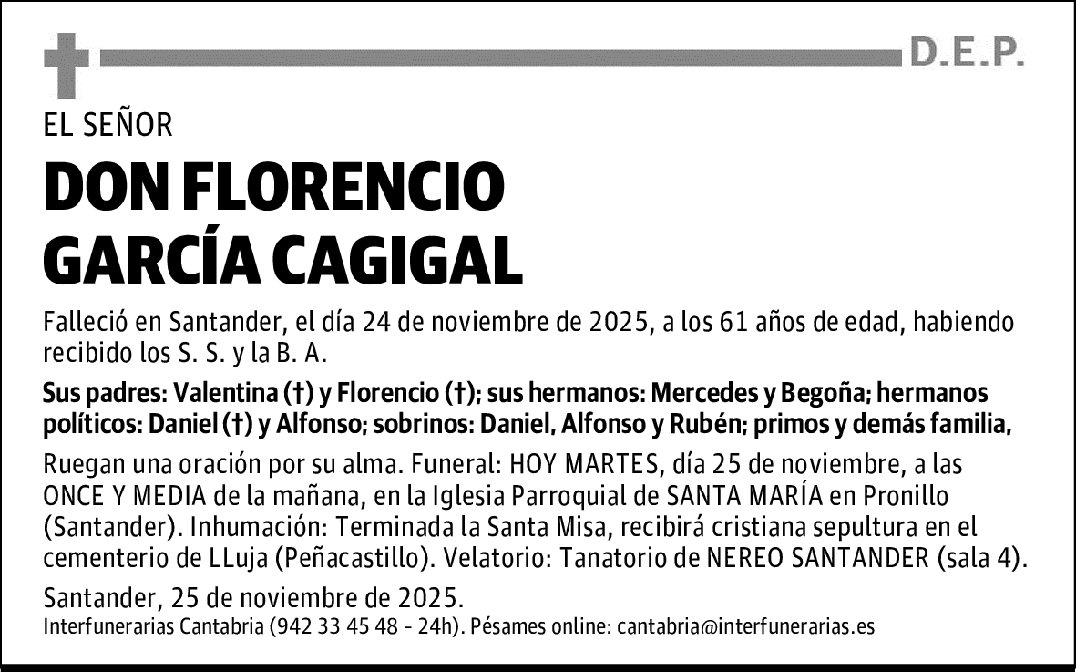 DON FLORENCIO GARCÍA CAGIGAL
