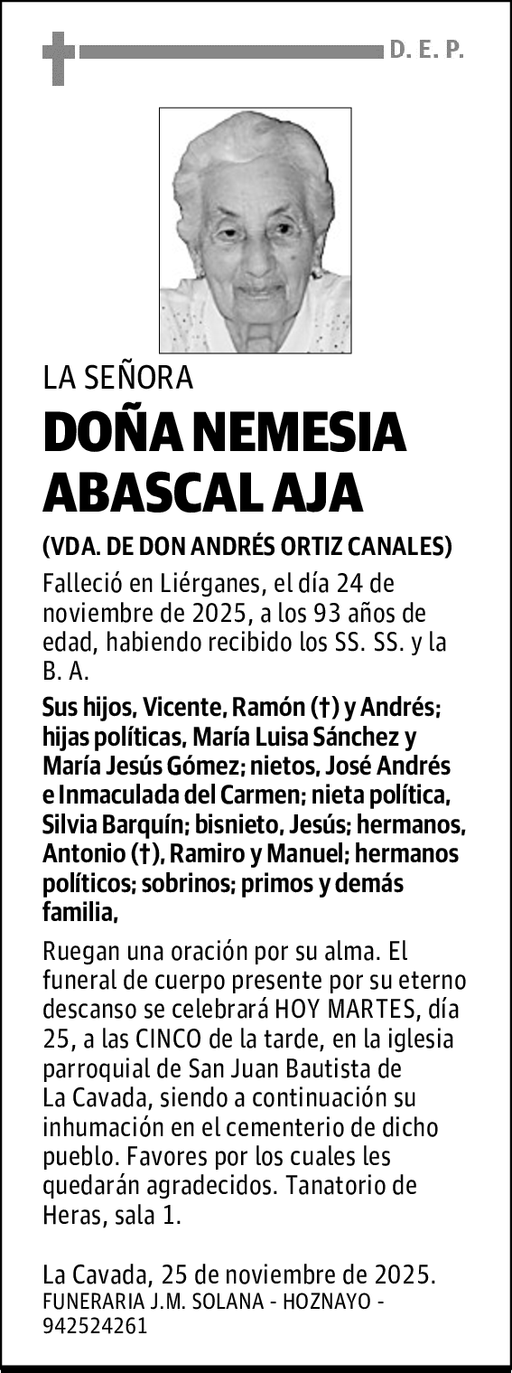 DOÑA NEMESIA ABASCAL AJA