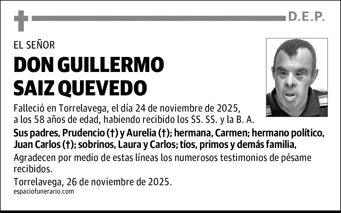 DON GUILLERMO SAIZ QUEVEDO