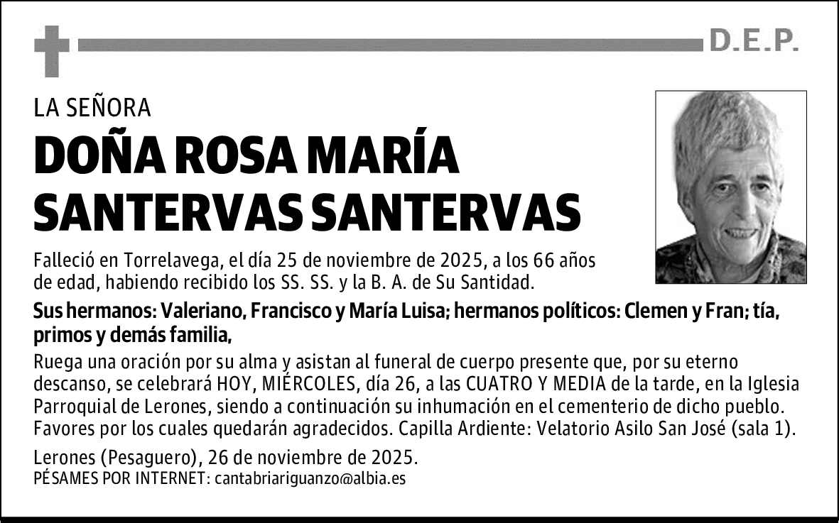 DOÑA ROSA MARÍA SANTERVAS SANTERVAS