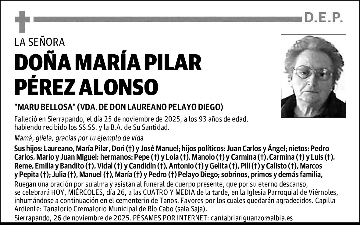 DOÑA MARÍA PILAR PÉREZ ALONSO