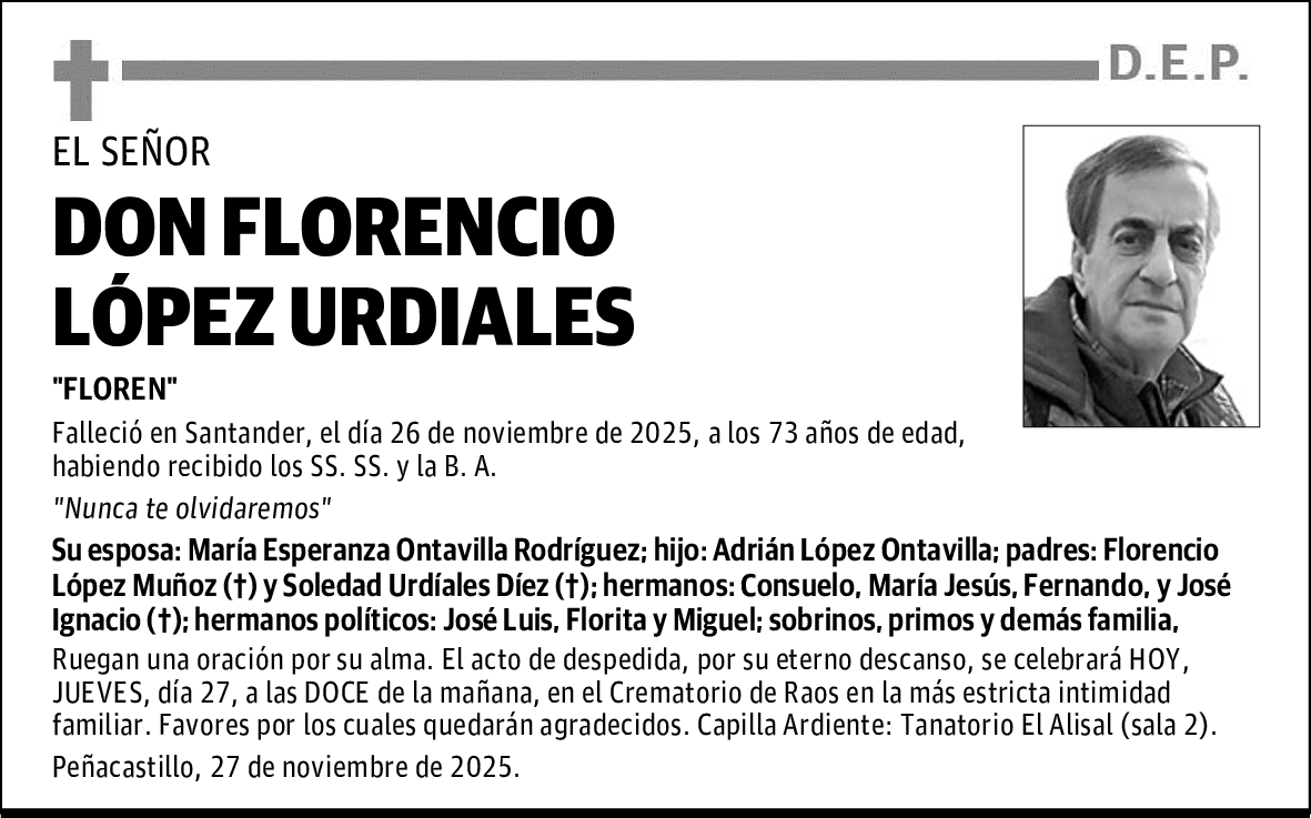 DON FLORENCIO LÓPEZ URDIALES