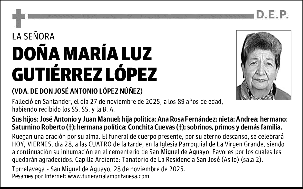 DOÑA MARÍA LUZ GUTIÉRREZ LÓPEZ