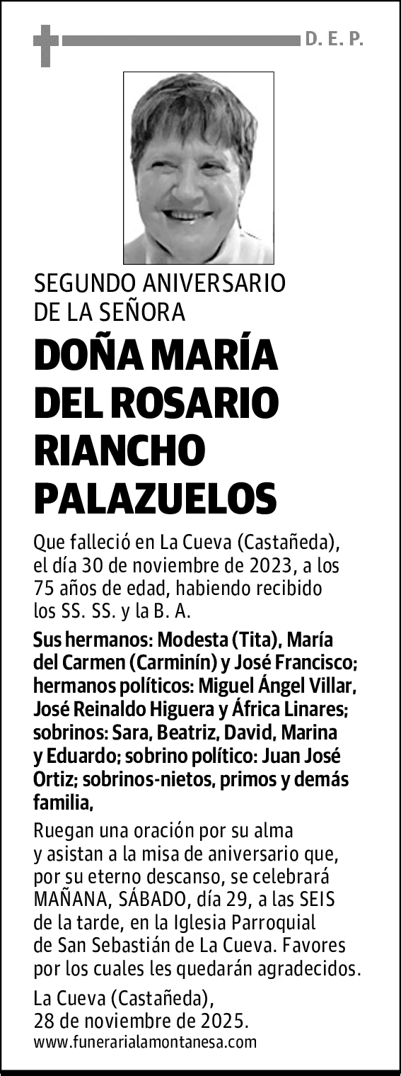 DOÑA MARÍA DEL ROSARIO RIANCHO PALAZUELOS