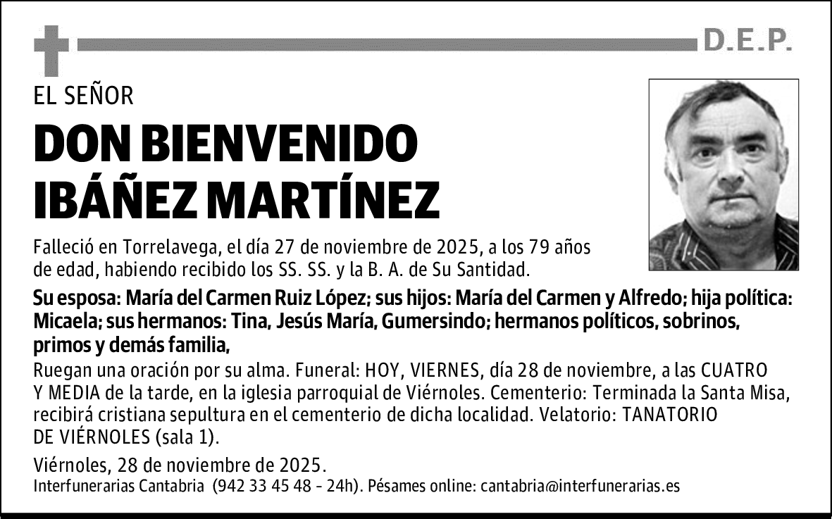 DON BIENVENIDO IBÁÑEZ MARTÍNEZ