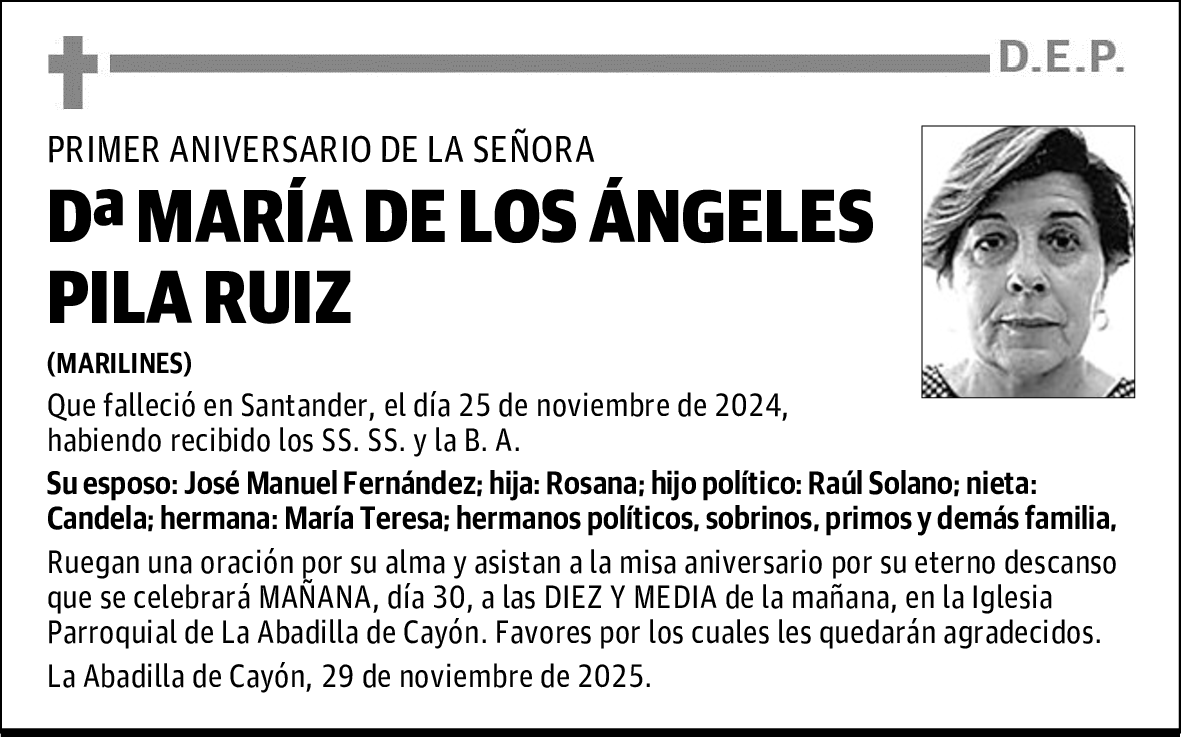 DOÑA MARÍA DE LOS ÁNGELES PILA RUIZ