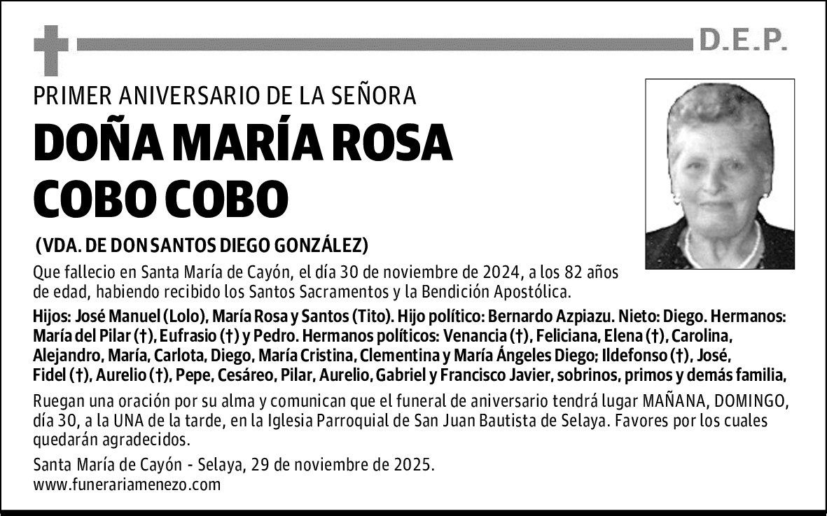 DOÑA MARÍA ROSA COBO COBO